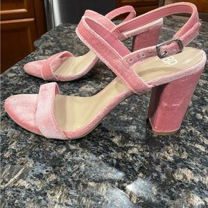 BP Pink Velvet Block Heels